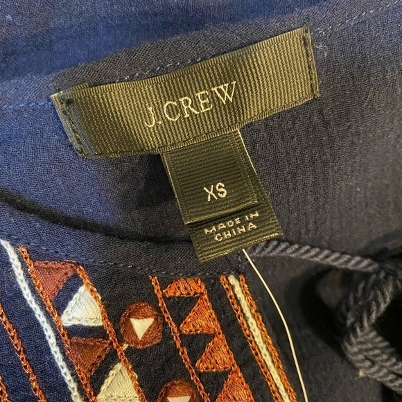 NEW J. Crew Blouse Tank Aztec XS Cotton Blouse Top Navy Southwest Vibe - Picture 8 of 15